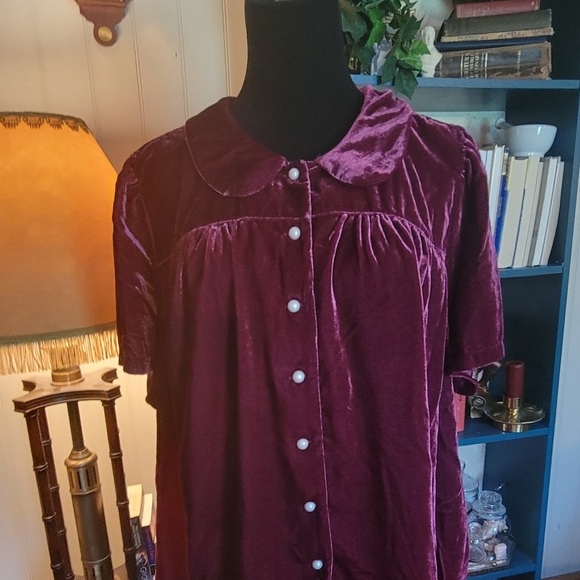 Plus Size Modcloth Velvet Peter Pan Collar Blouse - Picture 3 of 5